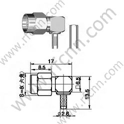 SMA αρσενικό πτύχωση δεξιά γωνία για RG174, RG316 RF Connector
